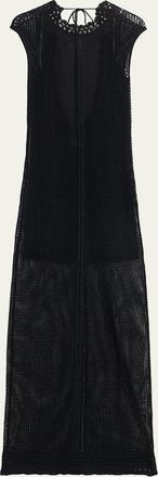 Isabel Marant Metaya Crochet Knit Backless Maxi Dress