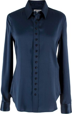 Saint Laurent Navy Silk Blouse Size XS