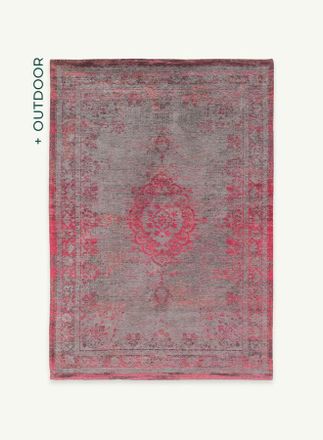 Louis De Poortere Dise&ntilde;o Medall&oacute;n - Alfombra Medall&oacute;n Mundo Desvanecido - Hecha En B&eacute;lgica - Acabado A Mano - Natural Antideslizante - 100% Algod&oacute;n - Rosa Flash - 140 X
