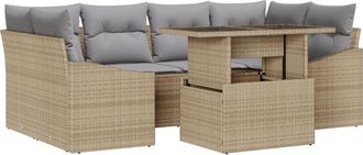 vidaXL Vidaxl - Garden Sofa Set 7 pcs Beige and light grey 100 x 55 x 73 cm