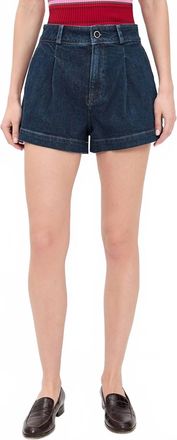 Paige Camille Pleated Denim Shorts In Ballast