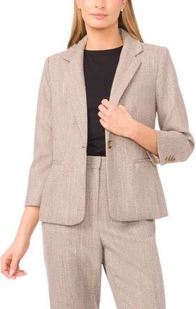 Halogen Shrunken Herringbone Blazer in Taupe Bisque at Nordstrom Rack, Size 14P