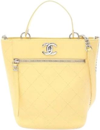 Chanel Pre-owned Matelasse Leren Bucket Bag - Dames - Vintage Tas - Geel - ONE Size - Leer - Vintage
