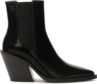 Kazar Zwarte cowboylaarzen met shearling hakken - Dames - Cowboylaarzen - Zwart - 39 EU - Leer - Schoenen