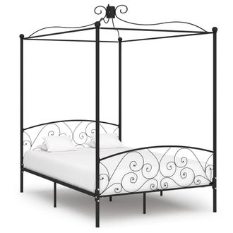 vidaXL Estructura Cama Con Dosel Sin Colch&oacute;n Metal Negro 120x200 Cm Vidaxl