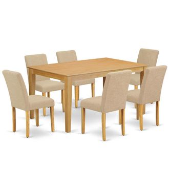 East West Furniture Dining Room Set Oak, CAAB7-OAK-04