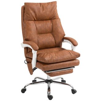 HOMCOM Silla de escritorio 65x76x121 cm marr&oacute;n