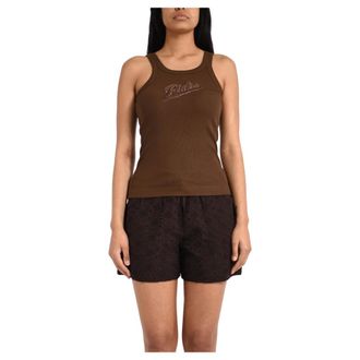 Pinko Sleeveless Tops, female, Brown, Size: XS Caipiroska Tank Top
