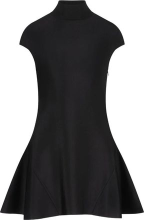 Givenchy Mini Jurk met Uitlopende Rok - Dames - Korte kleedjes - Zwart - M - Wol - Kleedjes