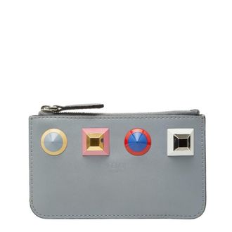 Fendi Gray Multi-Color Leather Coin Purse/Coin Case (Pre-Owned)