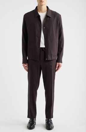 BOSS Carper Linen Blend Shirt Jacket in Dark Brown at Nordstrom, Size 40 - Regular