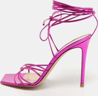 Gianvito Rossi Metallic Pink Leather Sylvie Sandals