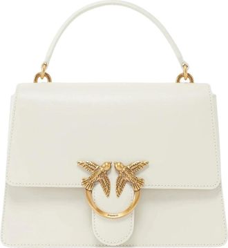 Pinko Love One Top Handle Classic Light - Dames - Handtassen - Wit - ONE Size - Katoen - Tassen
