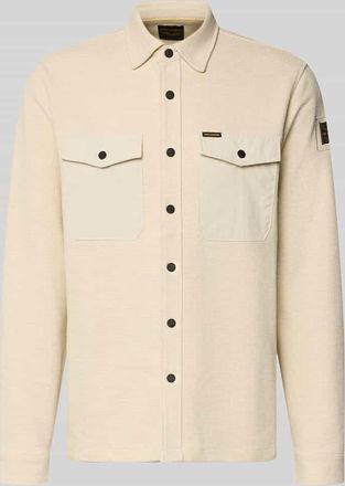 PME Legend Regular Fit Hemdjacke mit Brusttaschen in Offwhite, Größe XXXL