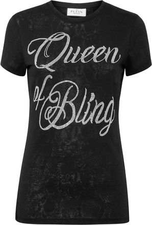 Philipp Plein T-shirt Ronde Hals SS Pure Fit met Kristallen - Dames - T-shirts - Zwart - S - Katoen - Tops