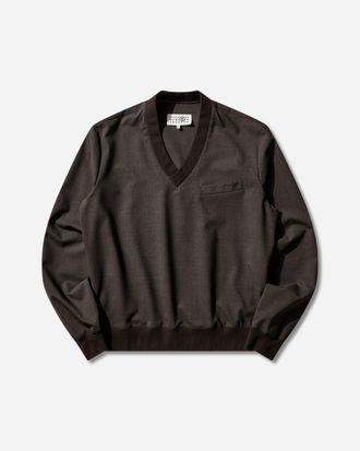 Maison Margiela Men s V-Neck Longsleeve Top Deep Brown