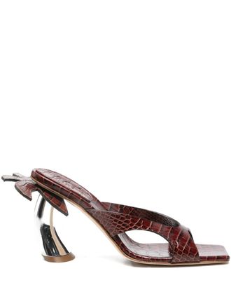 A.W.A.K.E. 90mm crocodile-effect heeled sandals - women - Calf Suede/Calf Leather/Calf Leather - 40 - Brown