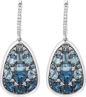 Effy Sterling Silver Blue Topaz, London Blue Topaz & Diamond Teardrop Earrings at Nordstrom Rack