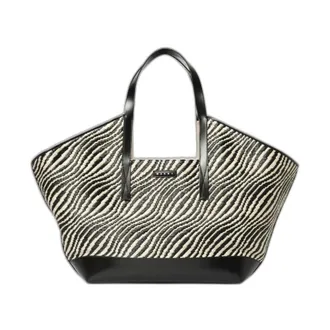 Marni Tassen, Dames, Veelkleurig, ONE Size, Katoen, Tote Bag van Raffia-effect Stof