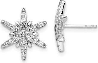 Diamond2Deal 14K White Gold 0.60 ct Lab Grown Diamond Star Stud Earrings VS Clarity, G-H Color