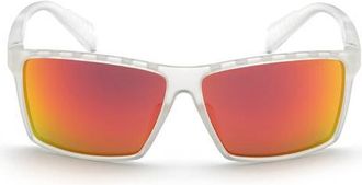 adidas 63mm Rectangular Sunglasses in Crystal /Brown Mirror Lenses at Nordstrom