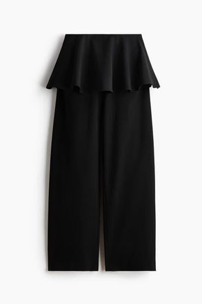 H&M Skirt-layered Barrel-leg Trousers in Black at Nordstrom, Size 14