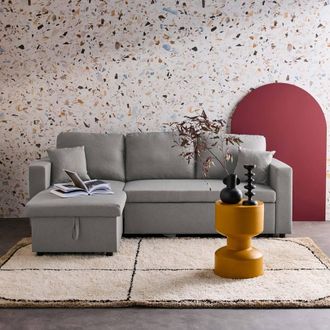 Sweeek 3-seater Compact Reversible Corner Sofa Bed in Light Grey