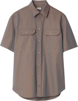 Burberry Equestrian Knight Motif Cotton Poplin Shirt, Size Large