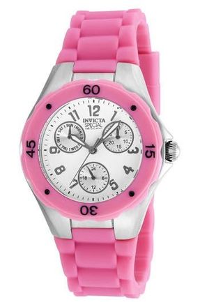 Invicta Angel Lady Silicone Strap Watch, 38mm in White/Pink at Nordstrom Rack