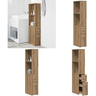 vidaXL Mobile da Bagno Stretto con Ruote Rovere Artigianale Truciolato - Mobile da bagno - Armadio da bagno