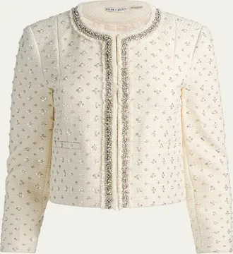 Alice & Olivia Thomasina Embellished Tweed Jacket