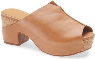 Chocolat Blu Gamma Peep Toe Platform Slide Sandal in Camel Leather at Nordstrom, Size 7.5