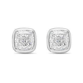 Diana M. Jewels 14KT WHITE GOLD LAB GROWN CUSHION CUT STUDS IN A BEZEL SETTING WEIGHING 2.50 CTS TW