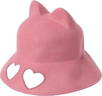 Vivetta Hoed met kattenoren en hartuitsparingen - Dames - Hoeden - Roze - XS - Wol - Accessoires