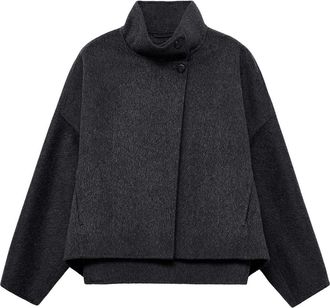 Mango Oversize Wool Blend Jacket in Charcoal at Nordstrom, Size Medium