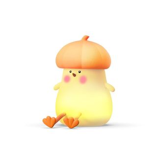 OEM Linda L&aacute;mpara De Noche Kawaii Con Forma De Pollito Y Verdura Para Dormitorio, Color Naranja Claro