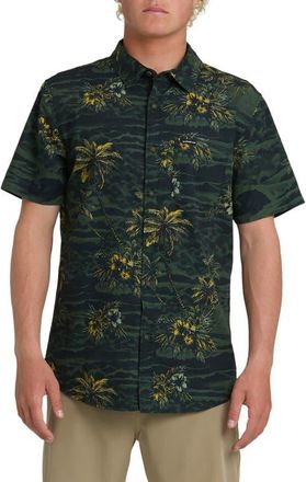 Quiksilver Sundown Classic Short Sleeve Stretch Cotton Button-Up Shirt in Anthracite at Nordstrom, Size Xx-Large