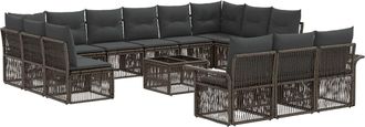 vidaXL Conjunto De Sof&aacute;s De Jard&iacute;n 14 Uds. Gris Rat&aacute;n Sint&eacute;tico Vidaxl