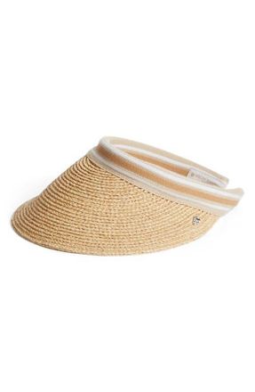 Helen Kaminski Bianca Raffia Visor in Natural/Nougat Stripe at Nordstrom