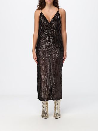 Twinset Slim Fit Sequin V-Neck Midi Evening Dress