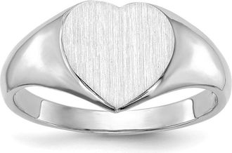 Diamond2Deal 14k White Gold Closed Back Heart Signet Ring