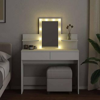 Berkfield Home Beautiful Dressing Table with LED White 100x40x130 cm | Size: 100 x 40 x 130 cm