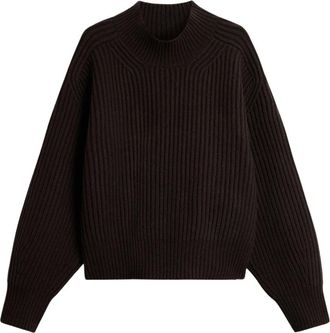 SOEUR English Rib Pullover - Dames - Ronde hals truien - Bruin - M - Wol - Truien & Vesten