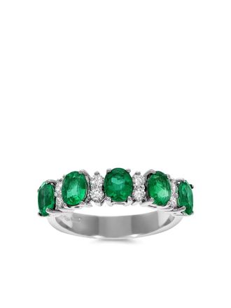 Leo Pizzo 18K white gold Eternity diamond and emerald band ring - Silver