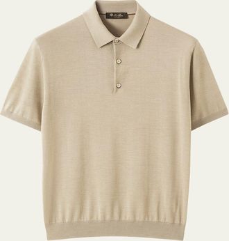 Loro Piana Mens Sottile Short-Sleeve Polo Sweater