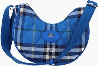 Burberry Womens Burberry Check Horseshoe Cross - Body Bag - Blue