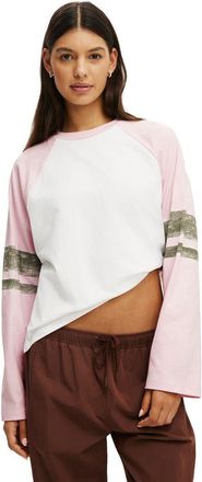 Cotton On Womens Active Graphic Raglan Tee in White Hoops at Nordstrom, Size X-Small