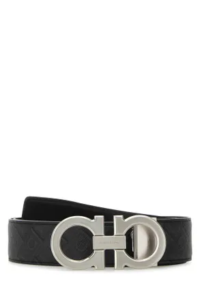 Ferragamo Black Leather Reversible Belt