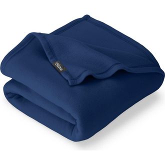 Bare Home Lightweight Polar Fleece Throw Blanket in Dark Blue at Nordstrom