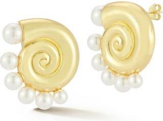 Glaze Jewelry Faux Pearl Shell Stud Earrings in Gold at Nordstrom Rack